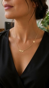 Lant cu pandantiv aur galben 14 K model NUME -MAYA