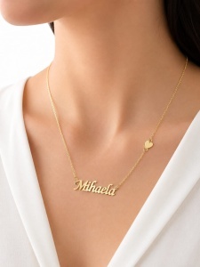 Lant cu pandantiv aur galben 14 K model NUME - MIHAELA