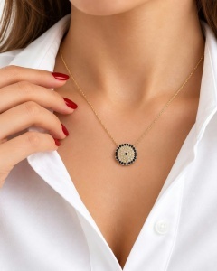 Lant cu pandantiv aur galben 14 K model OCHI DE DEOCHI
