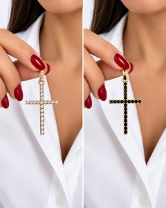 Pandantiv aur galben 14 K colectie ITALIA model CRUCE - DOUA FETE
