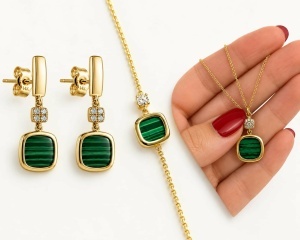 Set aur galben 14 K colectie ITALIA model PATRAT - Img 2