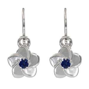 Bijuterii aur alb 14 K cercei copii piatra naturala colectie noua model FLOARE - SAFIR