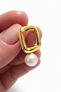 Bijuterii aur galben 14 K cercei colectie noua ITALIA model PERLA - Img 3