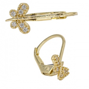 Bijuterii aur galben 14 K cercei colectie noua model FLUTURAS - Img 2