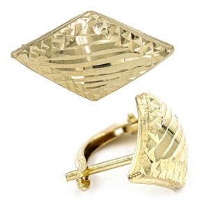 Bijuterii aur galben 14 K cercei colectie noua model ROMB - Img 2