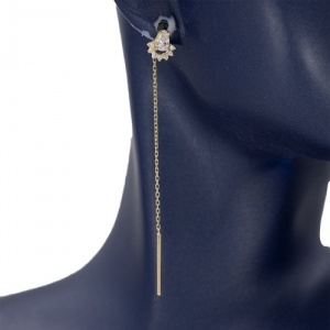 Bijuterii aur galben 14 K cercei cu lant colectie noua model GEOMETRIC - Img 2