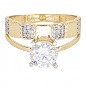 Bijuterii aur galben 14 K inel colectie noua model GEOMETRIC - Img 2