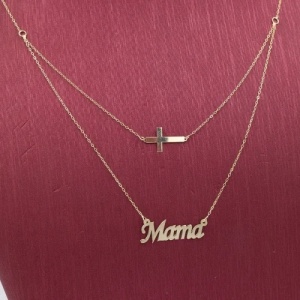 Bijuterii aur galben 14 K lant cu pandantiv colectie noua MAMA SI CRUCE - Img 3