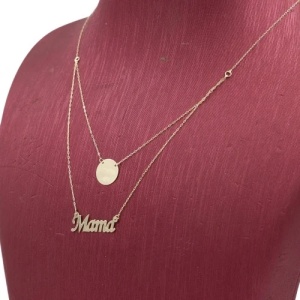 Bijuterii aur galben 14 K lant cu pandantiv colectie noua model MAMA - Img 3