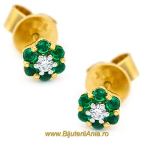 Bijuterii aur galben cercei diamante colectie noua ITALIA FLOARE