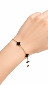 Bratara aur galben 14 K colectie ITALIA model FLOARE - BLACK