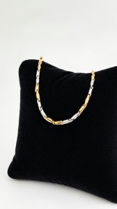 Bratara aur galben si aur alb 14 K colectie ITALIA model GEOMETRIC - Img 2