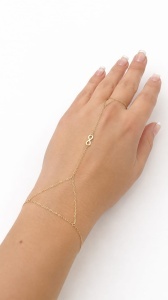 Bratara cu inel aur galben 14 K model INFINIT