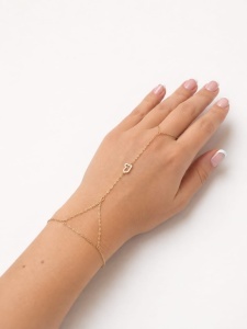 Bratara cu inel aur galben 14 K model INIMIOARA
