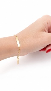 Bratara pentru copii aur galben 14 K model PLACUTA - Img 3