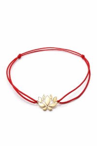 Bratara snur rosu cu pandantiv din aur model FLOARE DE LOTUS - Img 2