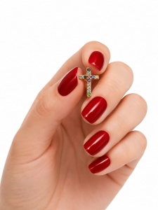 Cercei aur galben 14 K model CRUCE - CURCUBEU - Img 2