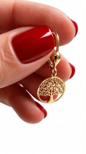 Cercei aur galben 14 K model POMUL VIETII - Img 2