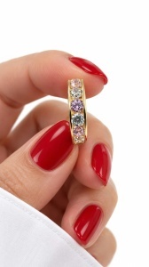 Cercei copii nou nascuti aur galben 14 K model TORTITA - PINK 1.3 CM - Img 2