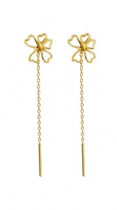 Cercei cu lant aur galben 14 K model FLOARE - Img 2