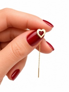 Cercei cu lant aur galben 14 K model INIMA - Img 2