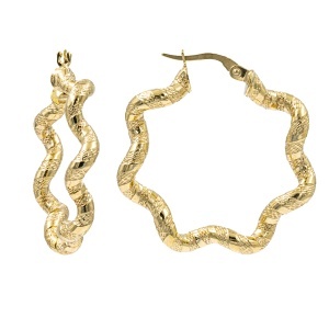 Cercei din aur galben 14 K colectie ITALIA model CREOLI - Img 2