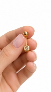 Cercel pentru buric aur galben 14 K model ASPIRINA