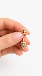 Cercel pentru buric aur galben 14 K model FLOARE