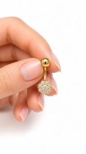 Cercel pentru buric aur galben 14 K model FLORICICA