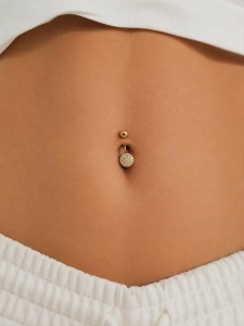 Cercel pentru buric aur galben 14 K model ROTUND - Img 2