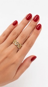 Inel aur galben 14 K model GEOMETRIC