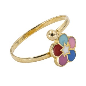 Inel copii aur galben 14 K model FLOARE - CURCUBEU - Img 2