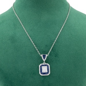 Lant cu pandantiv argint 925 model BLUE - Img 2