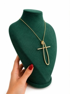 Lant cu pandantiv aur galben 14 K colectie ITALIA model CRUCE - Img 2