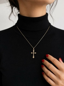 Lant cu pandantiv aur galben 14 K colectie ITALIA model CRUCE