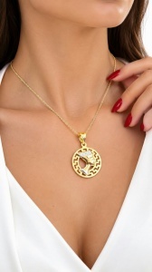 Lant cu pandantiv aur galben 14 K model NEFERTITI