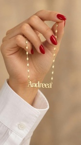 Lant cu pandantiv aur galben 14 K model NUME - ANDREEA - Img 2