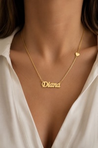 Lant cu pandantiv aur galben 14 K model NUME - DIANA