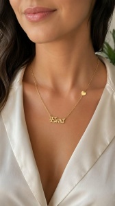 Lant cu pandantiv aur galben 14 K model NUME - ELENA