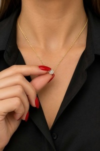 Lant cu pandantiv aur galben 14 K model ROTUND