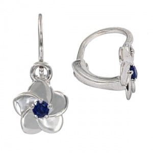 Bijuterii aur alb 14 K cercei copii piatra naturala colectie noua model FLOARE - SAFIR - Img 2
