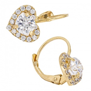 Bijuterii aur galben 14 K cercei colectie noua ITALIA model INIMA - Img 2