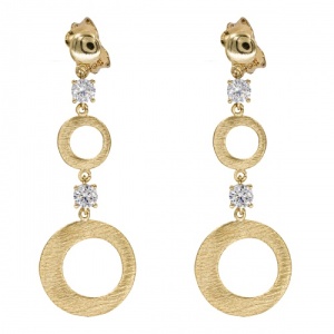 Bijuterii aur galben 14 K cercei colectie noua ITALIA model SATINAT - Img 2