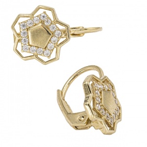 Bijuterii aur galben 14 K cercei colectie noua model FLOARE - Img 2