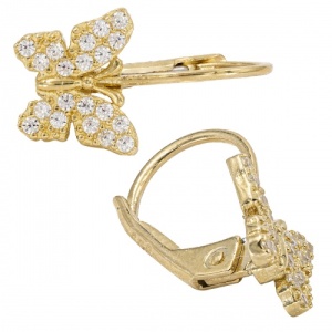 Bijuterii aur galben 14 K cercei colectie noua model FLUTURAS - Img 2