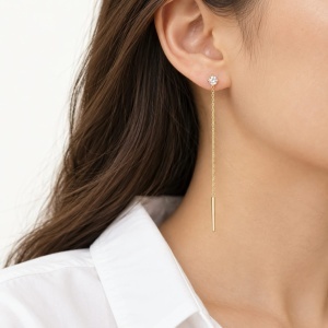 Bijuterii aur galben 14 K cercei cu lant colectie noua model PIETRICICA