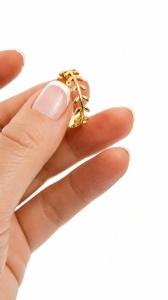 Bijuterii aur galben 14 K inel colectie noua model FRUNZA - Img 2