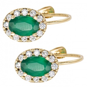 Bijuterii aur galben cercei colectie noua ITALIA model OVAL - GREEN