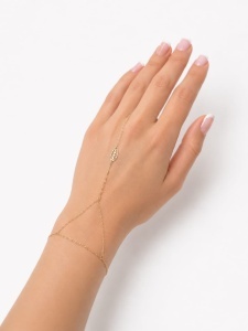 Bratara cu inel aur galben 14 K model FRUNZA