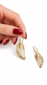 Cercei aur galben 14 K colectie ITALIA model FRUNZA - Img 2